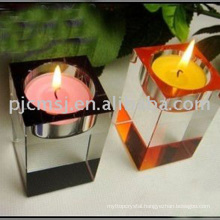 Colourful Cube Crystal Candle Holder For Home Decoration